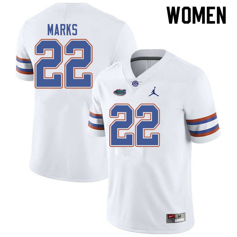 Jordan Brand Women #22 Dionte Marks Florida Gators College Football Jerseys Sale-White - Click Image to Close